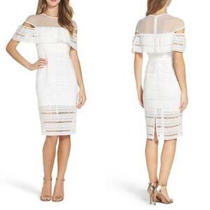 Bardot lace cut out shoulder milly dress